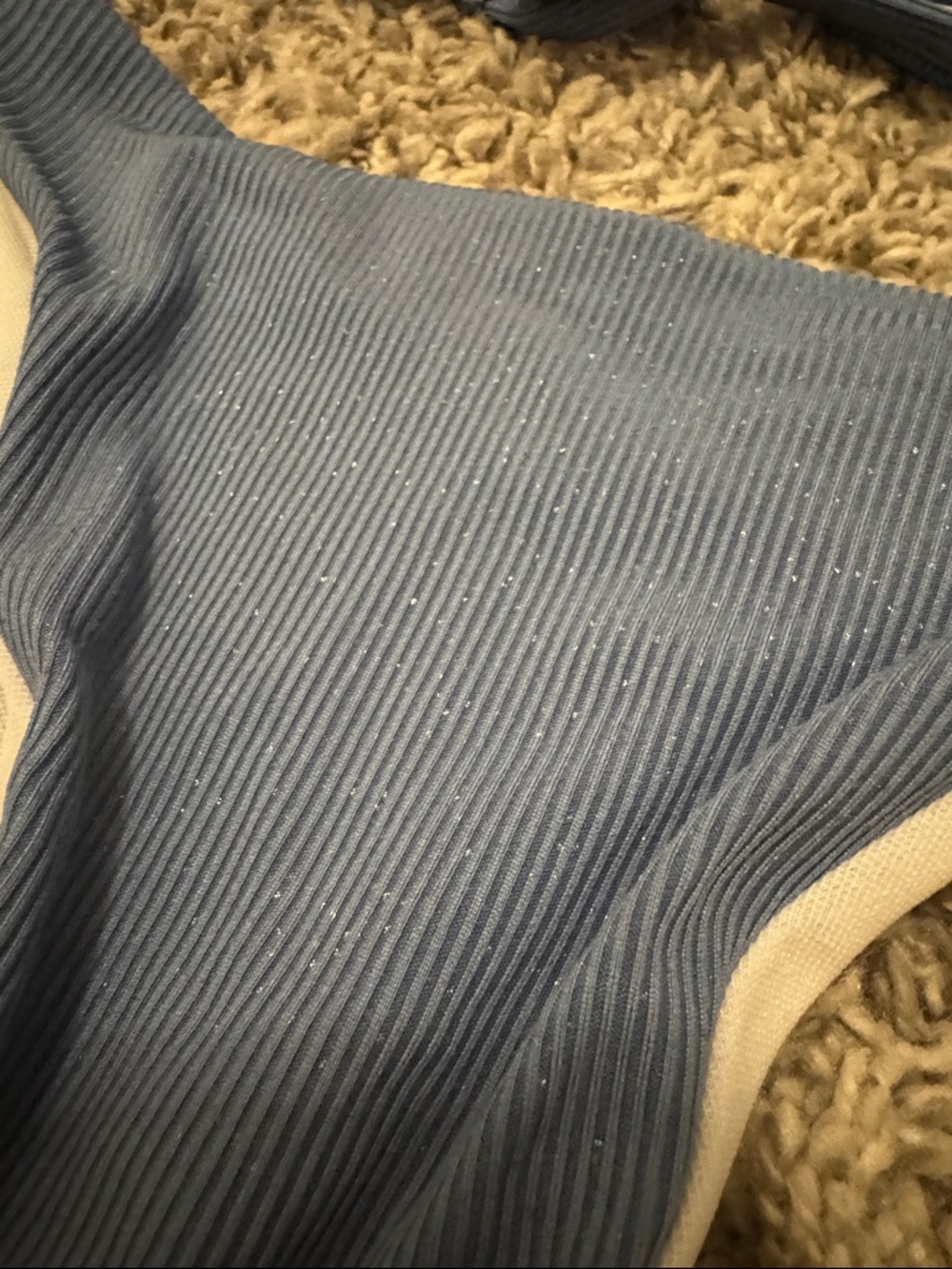 SHEIN Ribbed Slate Blue Triangle Bikini Set - Picture 4 of 4